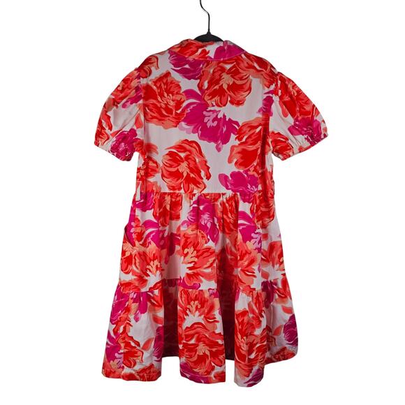 Zac Posen - Zac Kids Girls Orange Pink Floral Tiered Skirt Pockets Girls Dress 6 - Picture 2 of 3